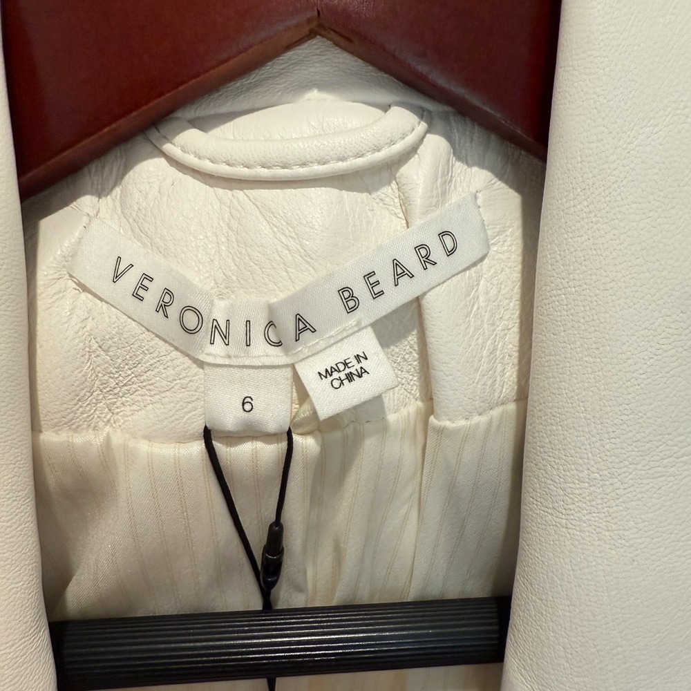 NWT Veronica Beard Cooke Dickey jacket white leather blazer size 6 - Picture 8 of 13